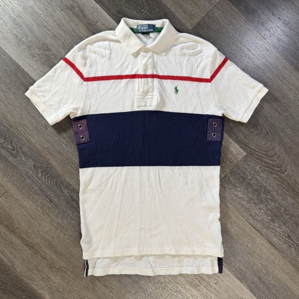 Vintage Polo Ralph Lauren Striped Polo Shirt Men's Size Small Grommet Vented